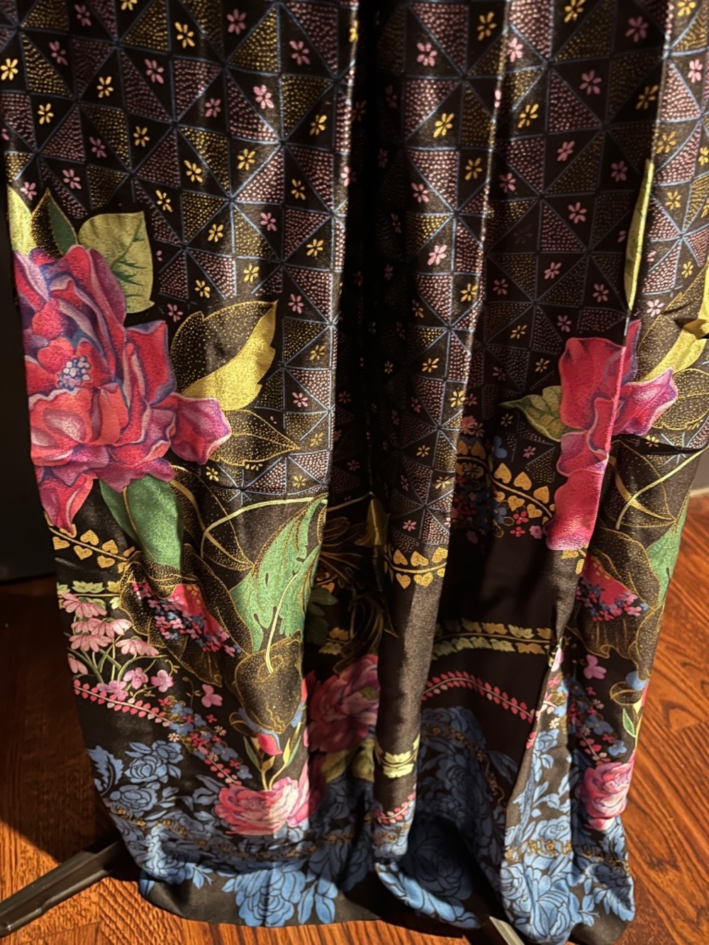Rare Vintage Renate Dorrer Mexico 100% Silk Pleated Floral Border Midi Maxi Skir - Picture 3 of 5